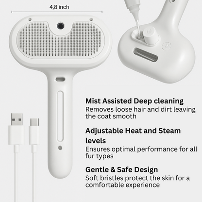 Snufflé™ Pet Hair Grooming Brush with Mist Spray – Spray. Swipe. Done.